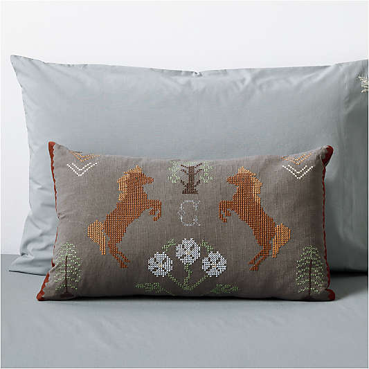 Prairie Embroidered Kids Throw Pillow by Sharland England
