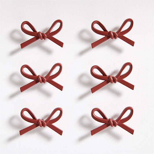 Set of 6 Red Bow Knob by Sharland England