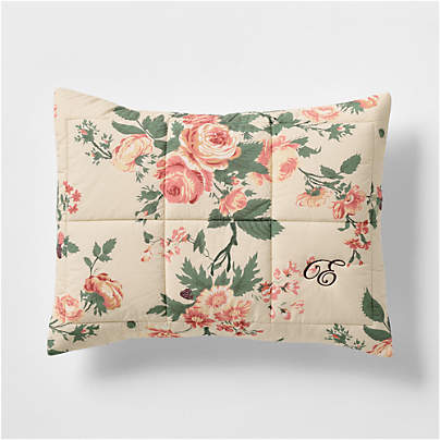 Rose Meadow Organic Cotton Kids Quilted Pillow Sham by Sharland England