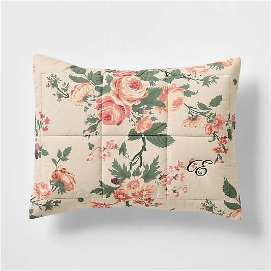 Rose Meadow Organic Cotton Kids Quilted Pillow Sham by Sharland England