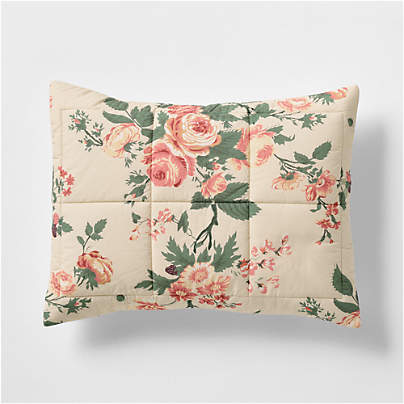 Rose Meadow Organic Cotton Kids Quilted Pillow Sham by Sharland England