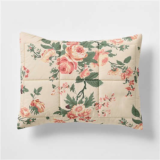 Rose Meadow Organic Cotton Kids Quilted Pillow Sham by Sharland England