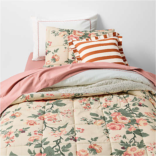 Rose Meadow Organic Cotton Kids Full/Queen Quilted Comforter by Sharland England