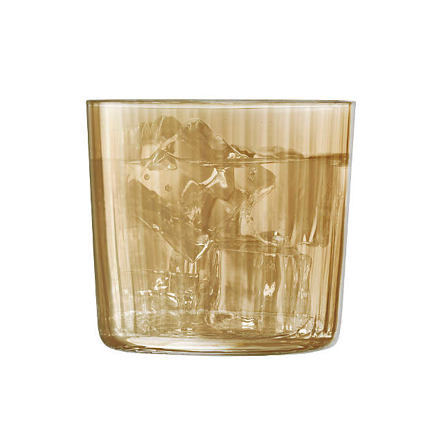 Hand-Painted Gem Glass Short Tumblers, Set of 4 - Amber