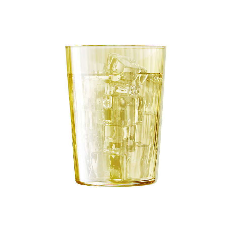 Hand Blown Bubble Glass Gold Yellow Tumblers Drinking Glasses Set of 4  Barware