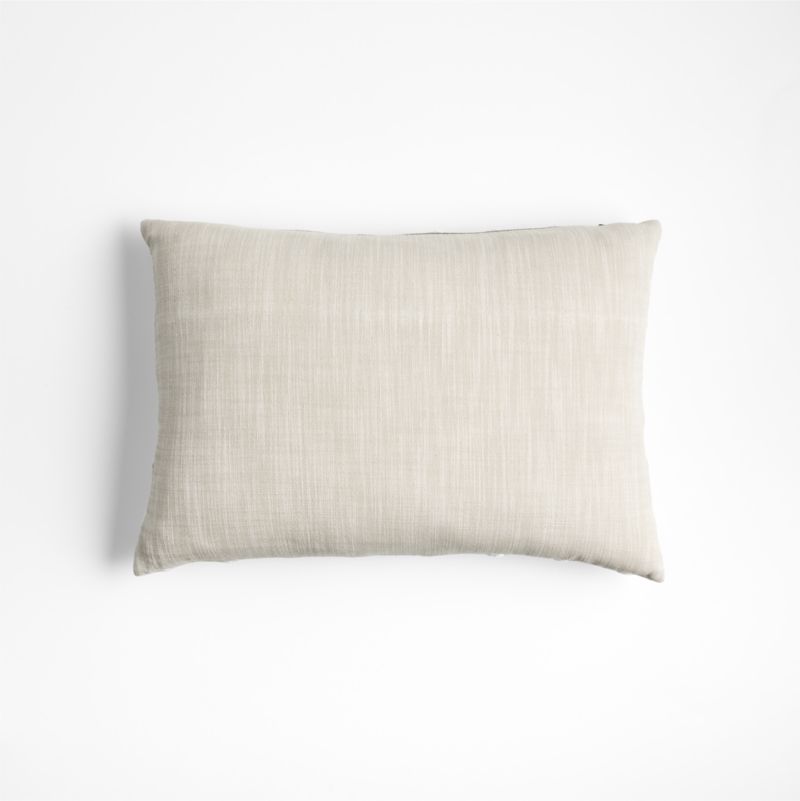 Embroidered Organic Cotton 22"x15" Arctic Ivory Throw Pillow by Lisa Whittington with Feather Insert - image 4 of 5