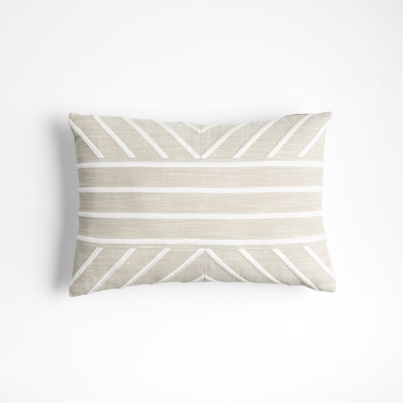 Embroidered Organic Cotton 22"x15" Arctic Ivory Throw Pillow by Lisa Whittington with Feather Insert - image 0 of 5