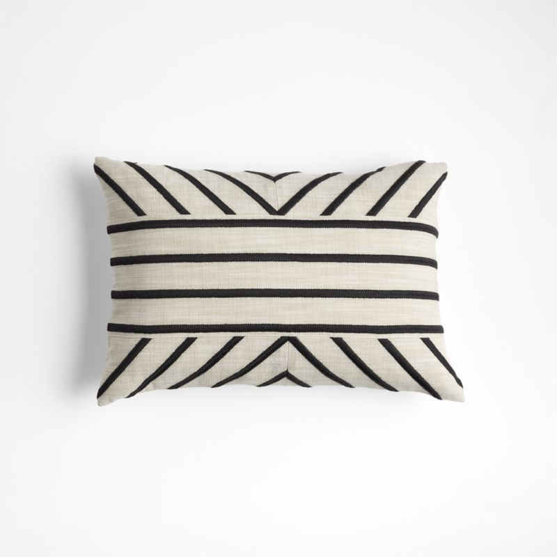 Embroidered Organic Cotton 22"x15" Ink Black Throw Pillow Cover by Lisa Whittington - image 0 of 6