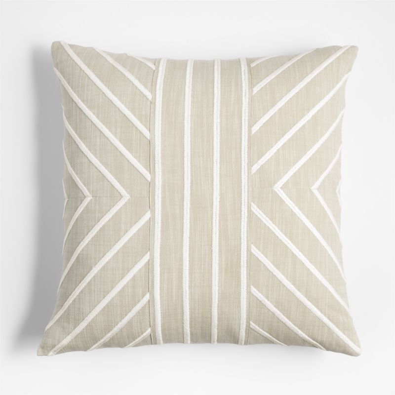 Embroidered Organic Cotton 23"x23" Arctic Ivory Throw Pillow Cover by Lisa Whittington - image 0 of 7