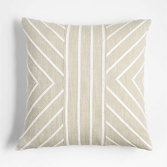 Embroidered Organic Cotton 23"x23" Arctic Ivory Throw Pillow by Lisa Whittington