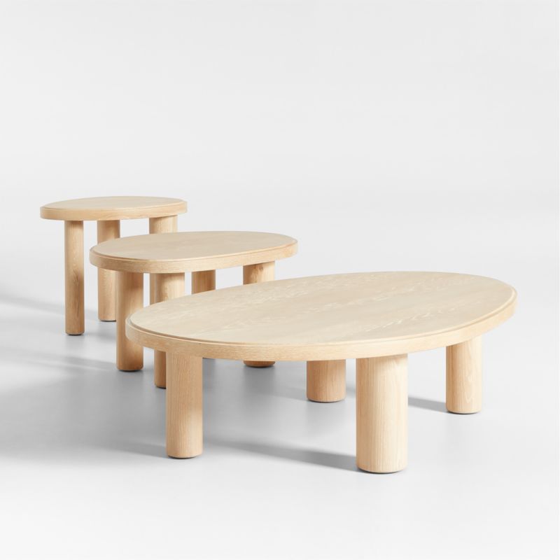 La Sal Natural Oak Asymmetric Wood Accent Tables, Set of 3