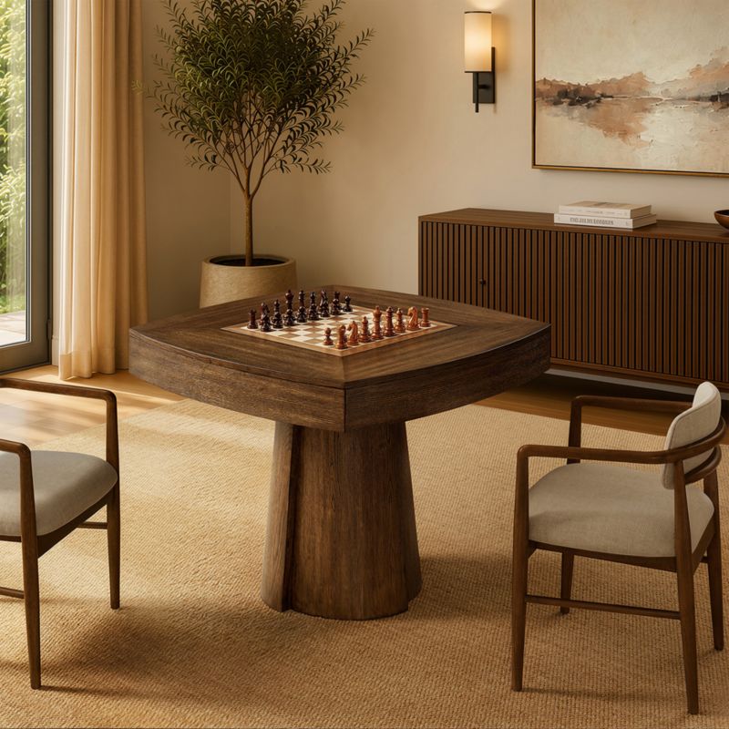 Ladera 40" Oak Wood Chess and Game Table - image 2 of 9