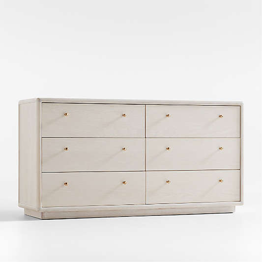 Lafayette Whitewashed Wood 6-Drawer Dresser