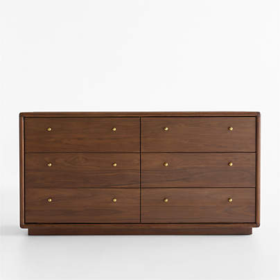 Lafayette 62" Walnut Wood 6-Drawer Dresser