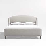 Milano Natural Walnut Wood Upholstered King Bed with Nightstands