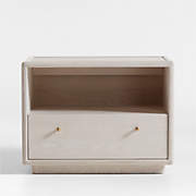 Soleri Cerused Natural Oak Wood Nightstand with Power