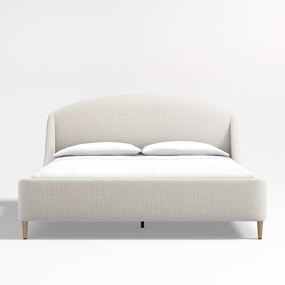 Lafayette Weave Mist Grey Upholstered California King Bed Frame + Reviews | Crate & Barrel