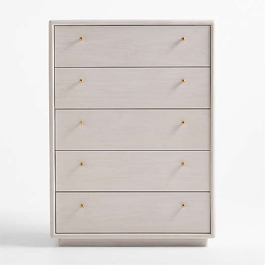 Lafayette 38" Whitewashed Wood 5-Drawer Tall Dresser