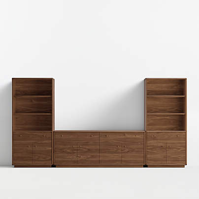 Lafayette 152" Walnut Storage Media Console Set