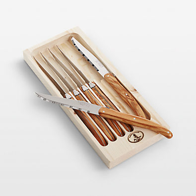 View Jean Dubost Laguiole ® Olivewood Steak Knives, Set of 6 details