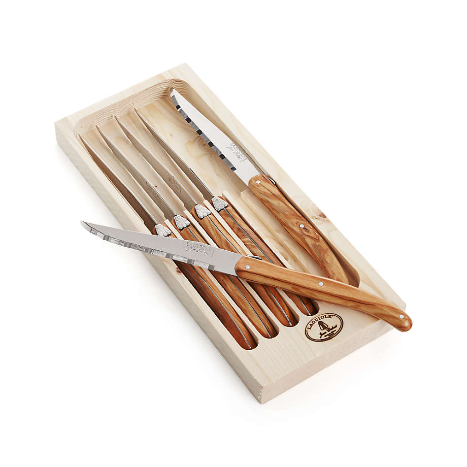 Laguiole Olivewood Steak Knives, Set of 6 + Reviews | Crate & Barrel