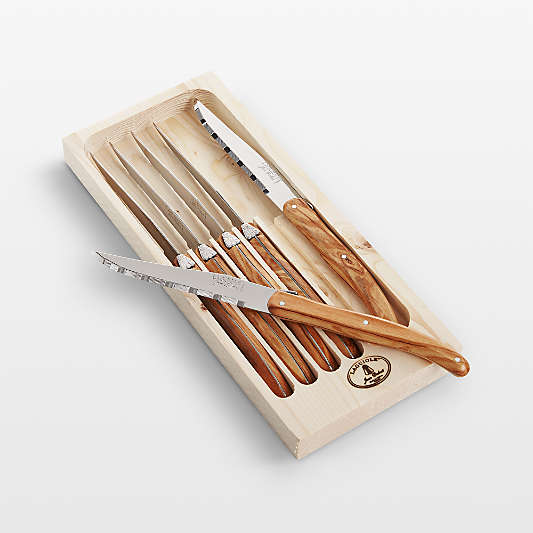 Jean Dubost Laguiole ® Olivewood Steak Knives, Set of 6
