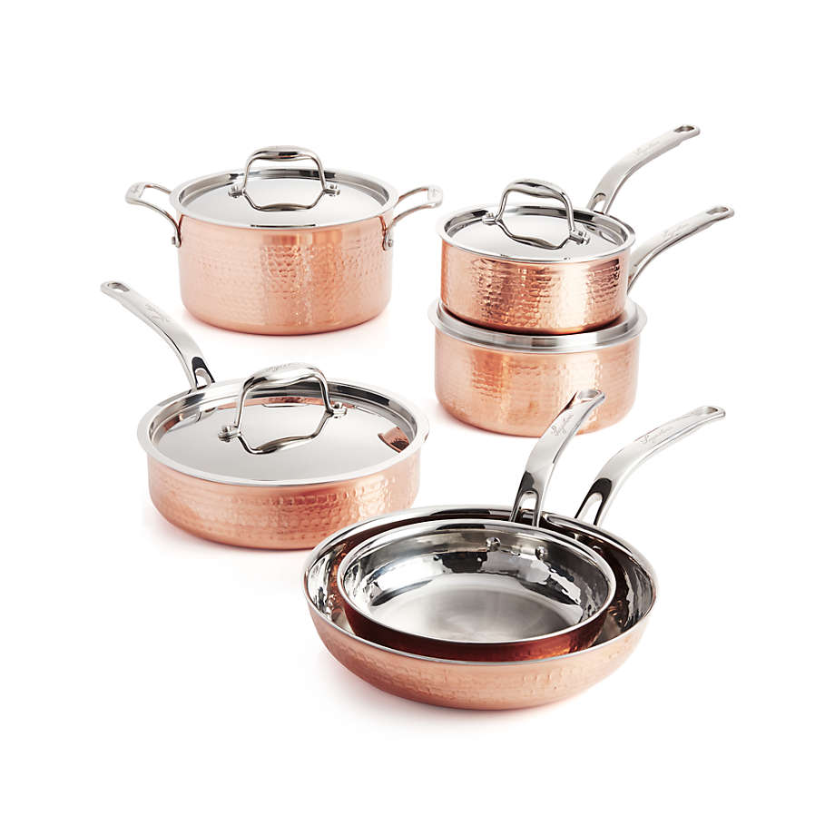 Martellata Hammered Copper 10-Piece Cookware + Reviews | Crate Barrel