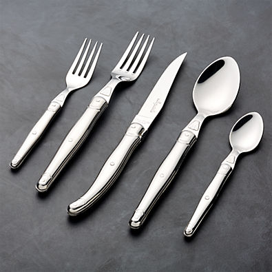 View Jean Dubost Laguiole ® Brushed Stainless Steel 5-Piece Flatware Place Setting. details