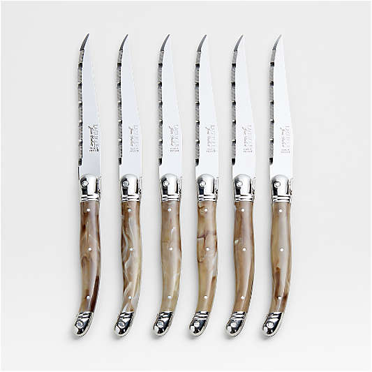 Jean Dubost Laguiole ® Dark Horn Steak Knives, Set of 6