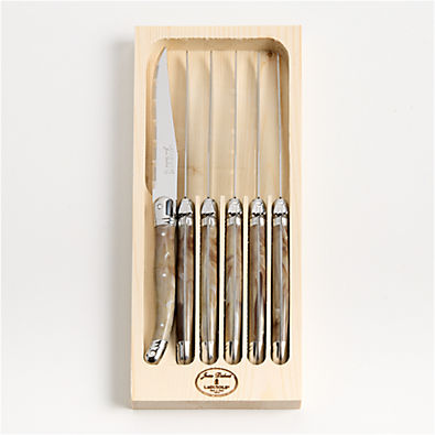 View Jean Dubost Laguiole ® Dark Horn Steak Knives, Set of 6 details