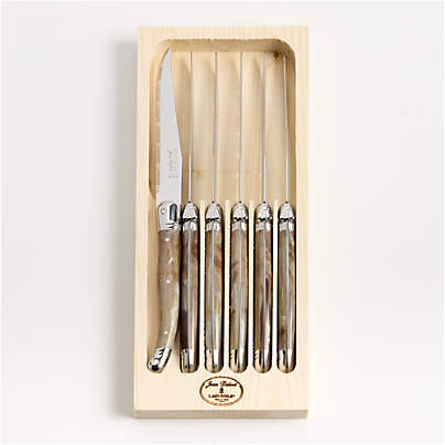 Jean Dubost Laguiole ® Dark Horn Steak Knives, Set of 6