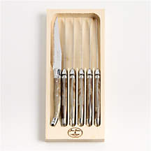 Jean Dubost Laguiole Dark Horn Steak Knives, Set of 6 + Reviews | Crate & Barrel