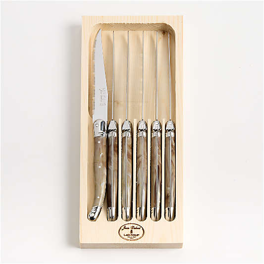 Jean Dubost Laguiole ® Dark Horn Steak Knives, Set of 6