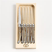 Jean Dubost Laguiole ® Dark Horn Steak Knives, Set of 6