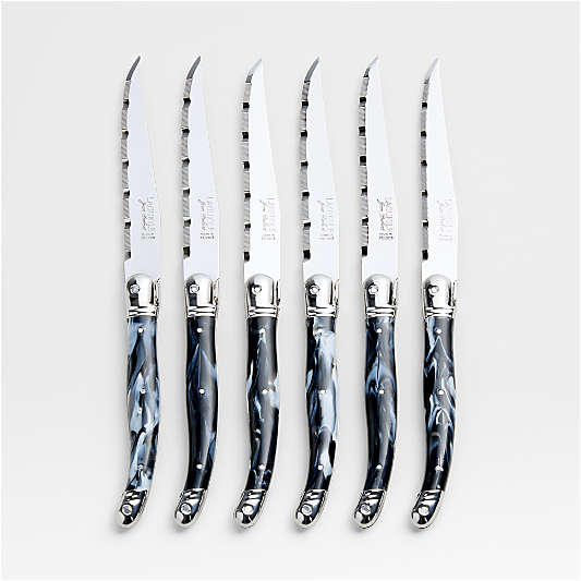 Jean Dubost Laguiole ® Marble Grey Steak Knives, Set of 6
