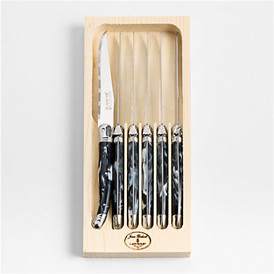 View Jean Dubost Laguiole ® Marble Grey Steak Knives, Set of 6 details