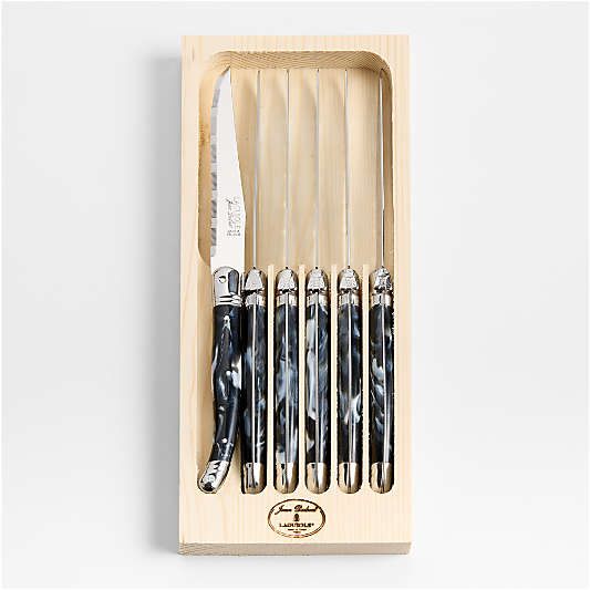 Jean Dubost Laguiole ® Marble Grey Steak Knives, Set of 6