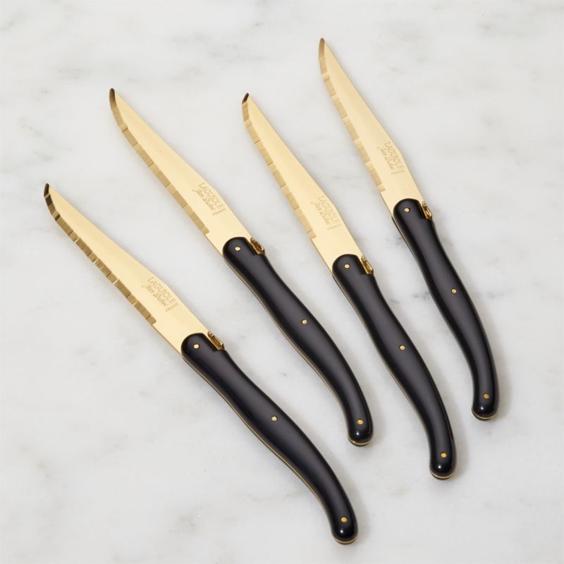 Jean Dubost Black Handled Steak Knives, Set of 6 - Hudson Grace