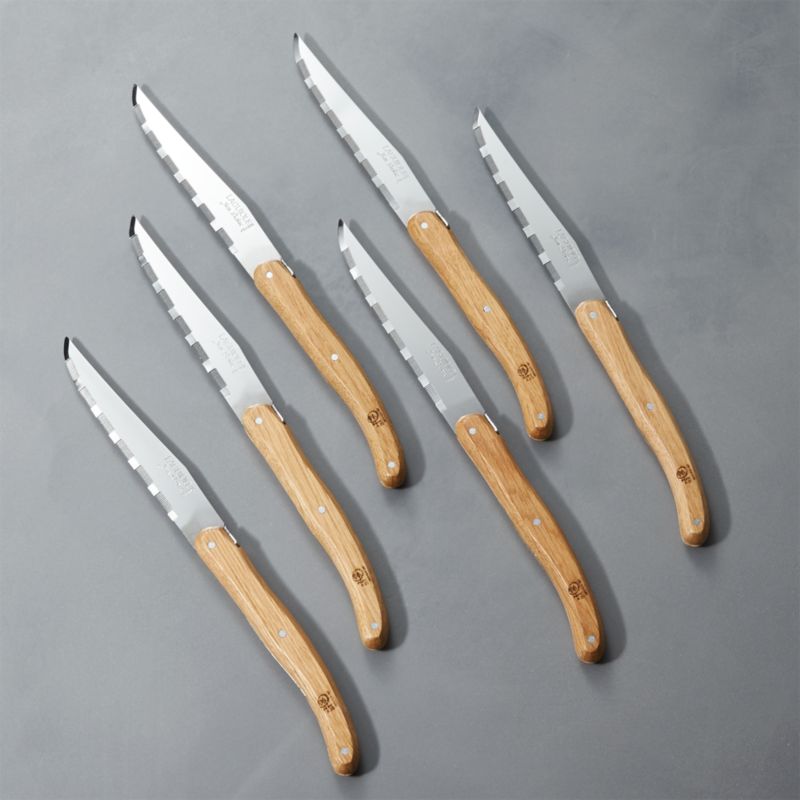 Laguiole ® Oak Steak Knives, Set of 6