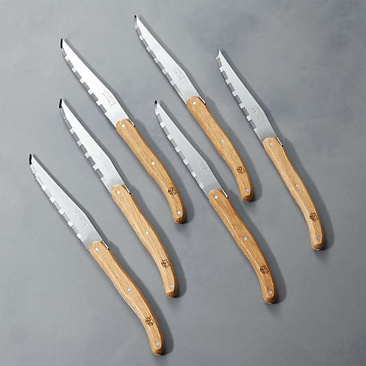 Jean Dubost Laguiole ® Oak Steak Knives, Set of 6