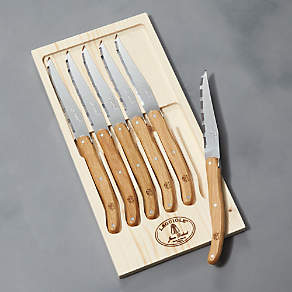 Laguiole Steak Knives Set of 6 – 6 Mixed wood – Brass Bolsters