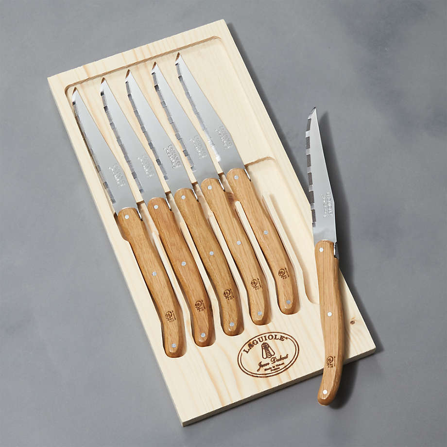 Laguiole Oak Steak Knives, Set of 6 + Reviews Crate & Barrel