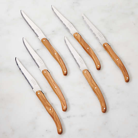 Jean Dubost Laguiole ® Olivewood Steak Knives, Set of 6