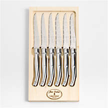 Jean Dubost Laguiole Stainless Steel Steak Knives, Set of 6 + Reviews | Crate & Barrel