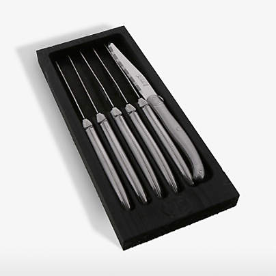 Forge de Laguiole - Set of 6 Original French Steak Forks - Handles Olive Wood - Black Gift Box - Fitting to The Corresponding Steak Knives