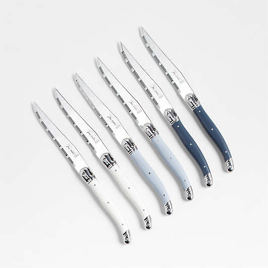 Jean Dubost Laguiole ® Mixed Blue Steak Knives, Set of 6