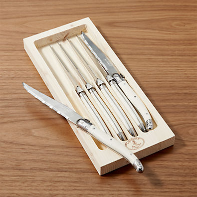 View Jean Dubost Laguiole ® Ivory  Steak Knives, Set of 6 details