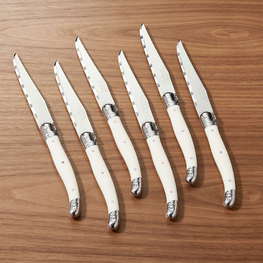 CKS Laguoile Set of 6 Steak Knives in Block Ivory Coloured Range