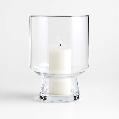 Venus Fluted Glass Hurricane Candle Holder 12.5" + Reviews | Crate & Barrel