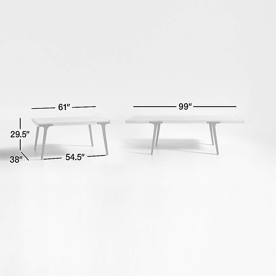 Dimension diagram for Lakin 61" White Oak Wood Extendable Dining Table